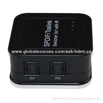 SPDIF/To-slink Digital Optical Audio 3x1 Switch, 5V DC/500mA Need Power Supply